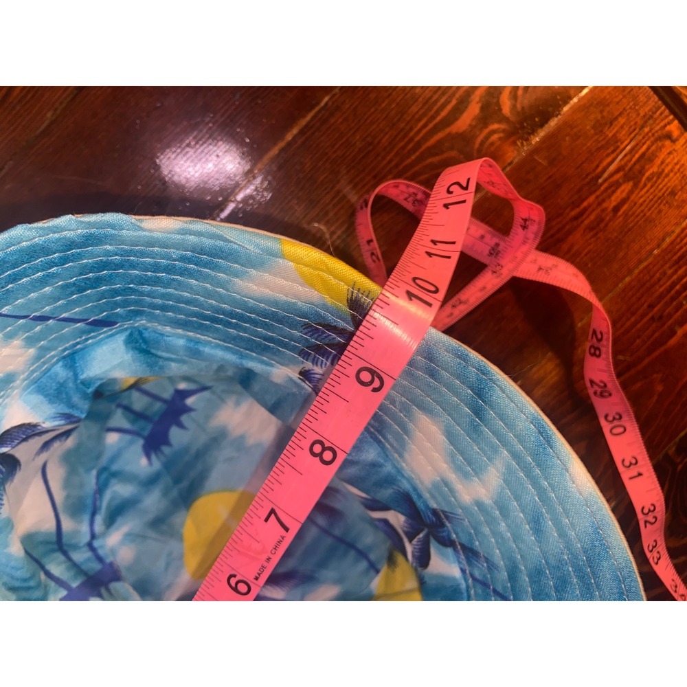 Reversible Bucket Hat Tropical Vacation Palm Tree Sun Print Beige Beach Sun Hat - Picture 4 of 4
